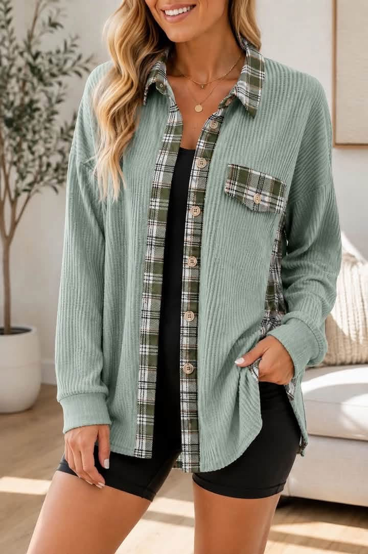 Green Patchwork Shacket